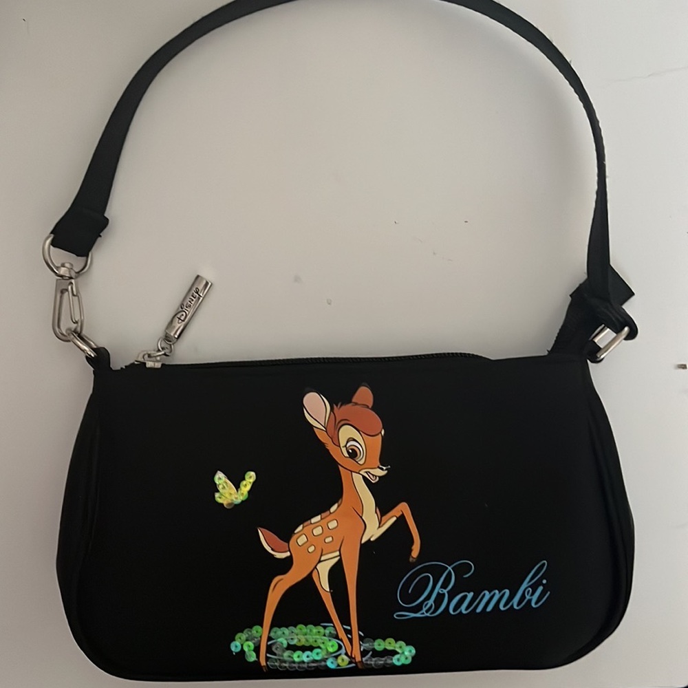 DISNEY Bambi mini purse - standing in green sequenced grass - light sequins
